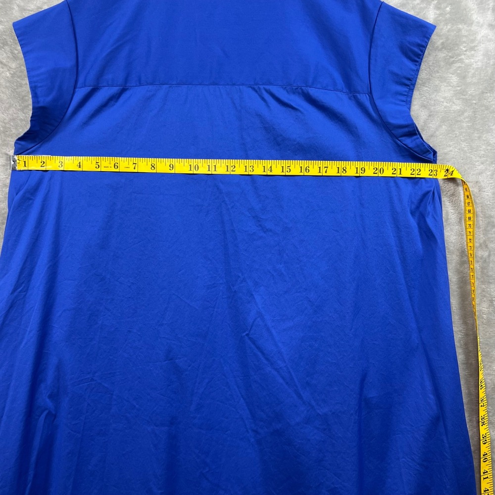 Chico's Popover Poplin Maxi Dress Womens 3 (XL) Blue Vacation Resort Wear - Picture 6 of 8